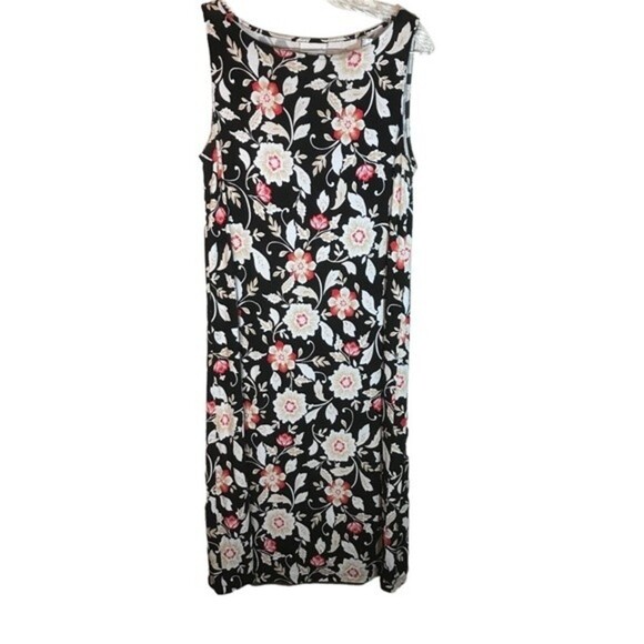 J. Jill Dresses & Skirts - J Jill women’s sleeveless tank dress midi length size small tall black floral